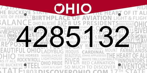 4285132 Ohio License Plate
