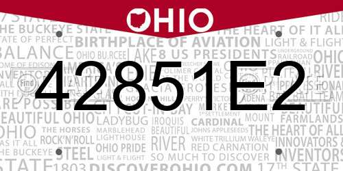 42851E2 Ohio License Plate