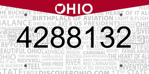 4288132 Ohio License Plate