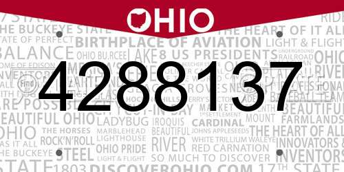 4288137 Ohio License Plate