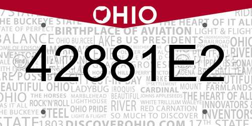 42881E2 Ohio License Plate