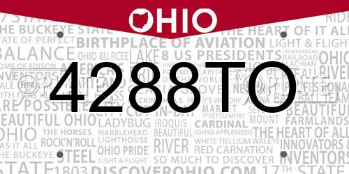 4288TO Ohio License Plate