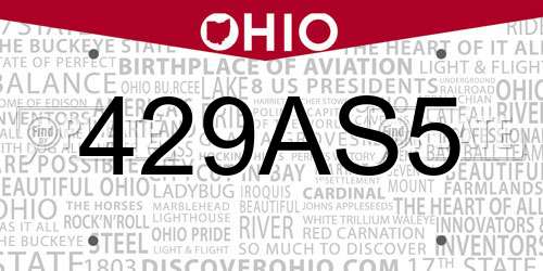 429AS5 Ohio License Plate