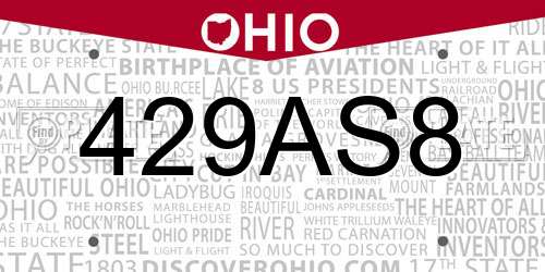 429AS8 Ohio License Plate