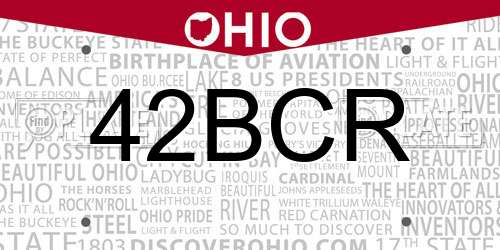 42BCR Ohio License Plate