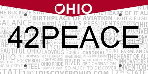 42PEACE Ohio License Plate