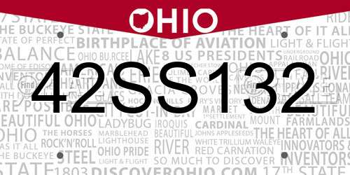 42SS132 Ohio License Plate