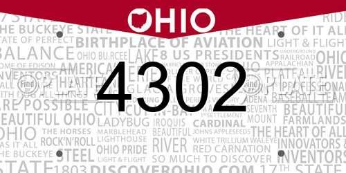 4302 Ohio License Plate