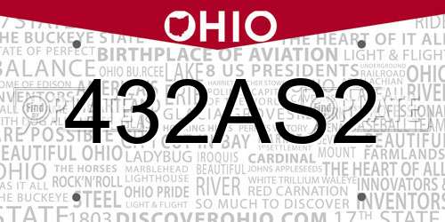 432AS2 Ohio License Plate
