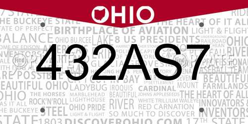432AS7 Ohio License Plate