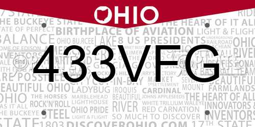 433VFG Ohio License Plate