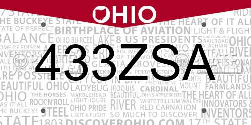 433ZSA Ohio License Plate