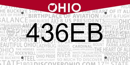 436EB Ohio License Plate