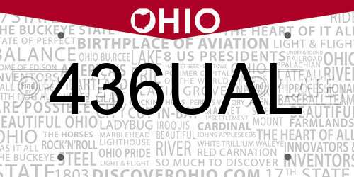436UAL Ohio License Plate