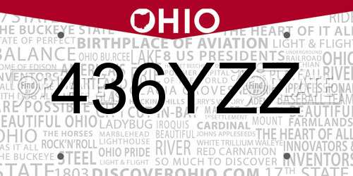 436YZZ Ohio License Plate
