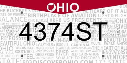 4374ST Ohio License Plate