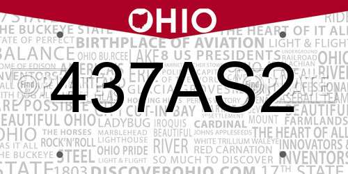 437AS2 Ohio License Plate