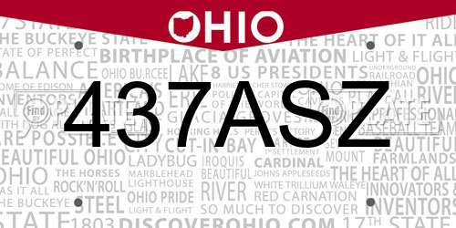 437ASZ Ohio License Plate