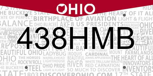 438HMB Ohio License Plate