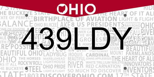 439LDY Ohio License Plate