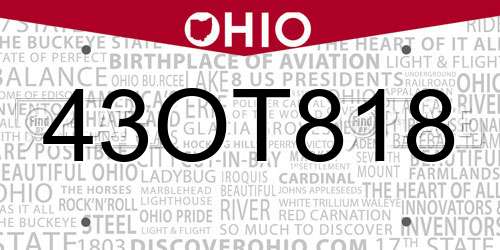 43OT818 Ohio License Plate
