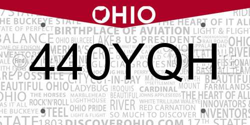 440YQH Ohio License Plate