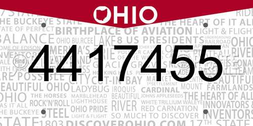 4417455 Ohio License Plate