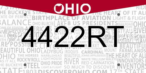 4422RT Ohio License Plate