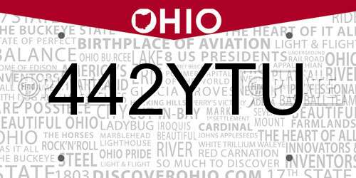 442YTU Ohio License Plate