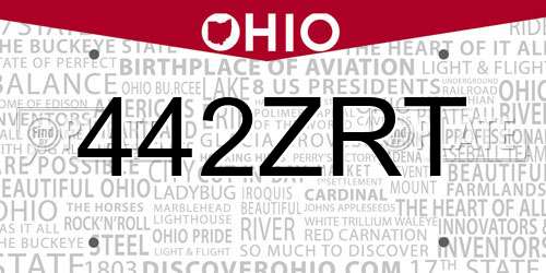 442ZRT Ohio License Plate