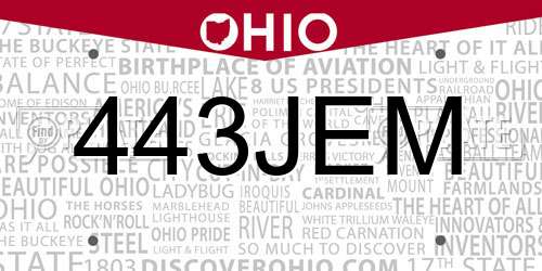 443JEM Ohio License Plate