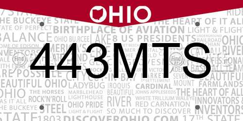 443MTS Ohio License Plate
