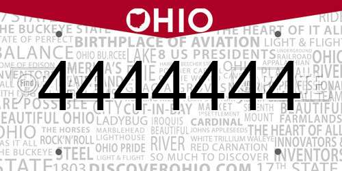 4444444 Ohio License Plate