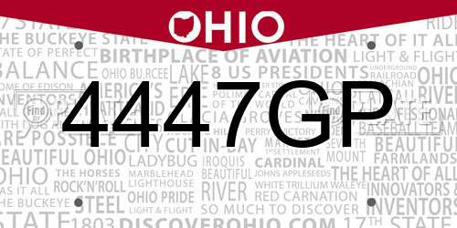 4447GP Ohio License Plate