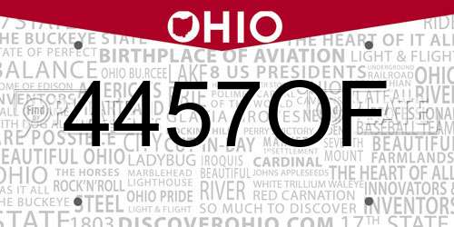 4457OF Ohio License Plate