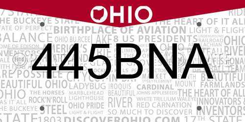 445BNA Ohio License Plate