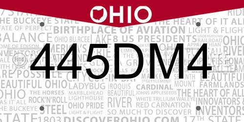445DM4 Ohio License Plate