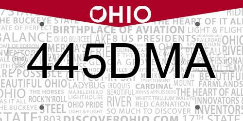 445DMA Ohio License Plate