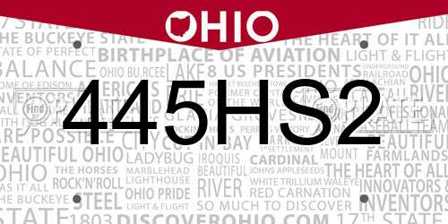 445HS2 Ohio License Plate