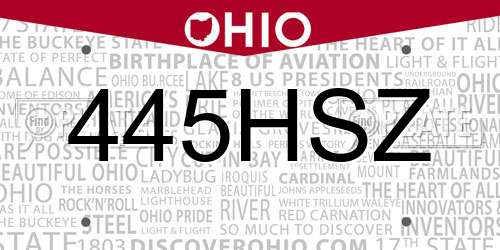 445HSZ Ohio License Plate