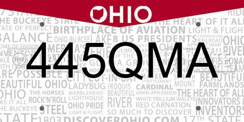 445QMA Ohio License Plate