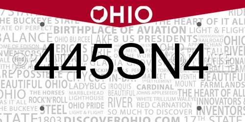 445SN4 Ohio License Plate