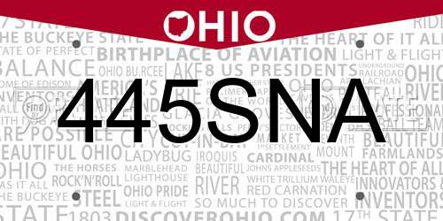445SNA Ohio License Plate
