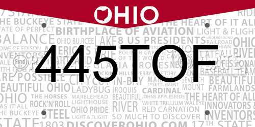 445TOF Ohio License Plate
