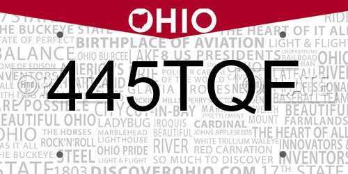 445TQF Ohio License Plate