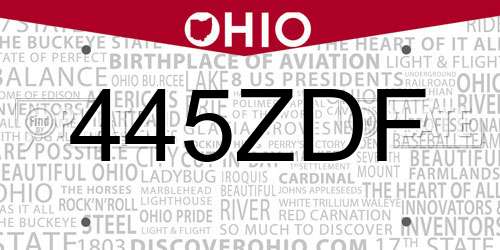 445ZDF Ohio License Plate