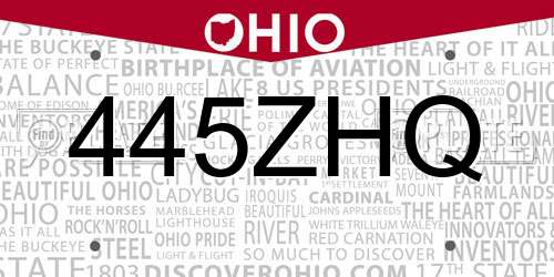 445ZHQ Ohio License Plate