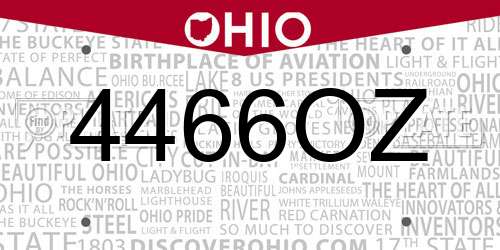 4466OZ Ohio License Plate