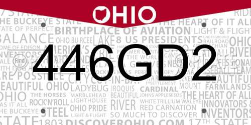 446GD2 Ohio License Plate