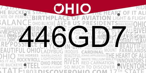 446GD7 Ohio License Plate